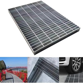 Outdoor Galvanized Steel Drain Grate,15.7x15.7 Heavy Duty Drain Cover,B125 Class Channel Grate,Rust-Proof Metal Sewer Grate,Silver Square Drainage Grate for Driveway,Garage,Yard