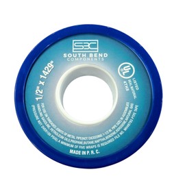 South Bend Components 1/2 Inch x 1429 Inch 70885 PTFE Thread Seal Tape – Teflon Tape for Plumbing, Gas, Water, and Air Systems | Leak-Proof, Durable Thread Tape for Metal and Plastic Pipes (1-Pack)