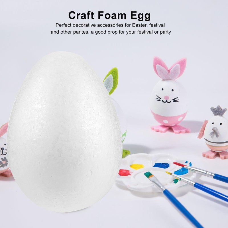 iplusmile 4Pcs Foam Eggs, 8 Inch White Craft Polystyrene Eggs