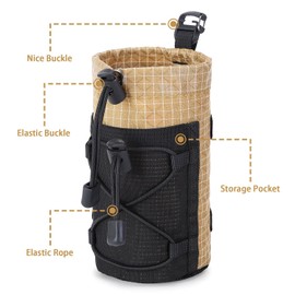 Pasanava Outdoor multifunctional water bottle holder,portable shoulder strap bottle carrier,backpack accessories for hiking hunting walking and travelling 2 pairs khaki brown