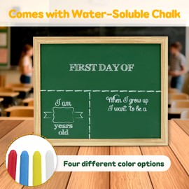 First Day of School Board, Wooden Framed 14" x 11" Back to School Sign for Kids/Girls/Boys, Reusable 1st Days of Preschool/Kindergarten Photo Props with Wet Erase 4 Chalk