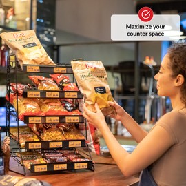 Candy Display Rack | Countertop Snack Organizer for Stores & Office | Chip Rack & Snack Stand for Counter Displays | Merchandising Shelf for Candy, Chips & Snacks
