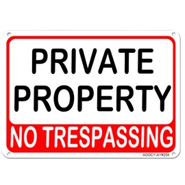 Private Property No Trespassing Sign - Aluminum Rust Free - 7" x 9.8" Outdoor/Yard Warning Security Alert (2 Pk)