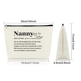 Sazuwu Nanny Gift for Women Makeup Bag Nanny Appreciation Gifts Grandma Gift from Grandchildren Cosmetic Bag Mother's Day Thanksgiving Day Birthday Gifts for Grandma Grandmother Travel Pouch