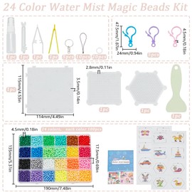 SUNNYCLUE 24 Colors Fuse Beads Kit Fuse Bead Water Perlers Beads Bulk Water Magic Bead Colorful Plastic No Heat Beads Non Iron Perlers Beads for Crafts DIY Christmas Holiday Birthday Gift Supplies