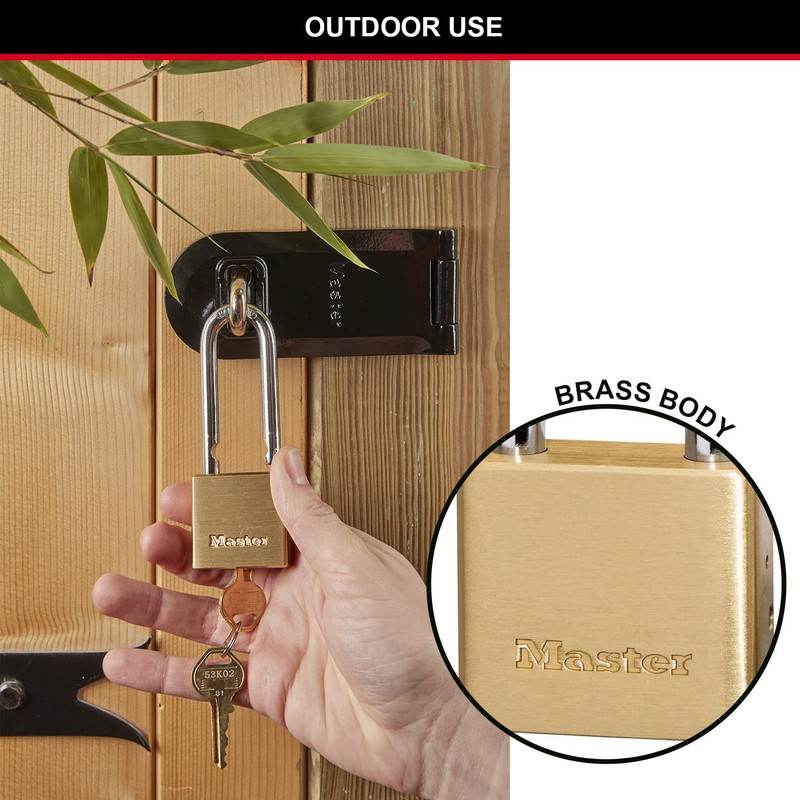 Master Lock Long Shackle 576EURDLH Thick Brass Body Padlock with