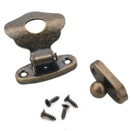 ZZLZX 2PCS Wooden Box Latch Lock 8 Screws Jewellery Wooden Box Latch Antique Bronze Metal Hasp Furniture Jewellery Box Lock Suitcase Cabinet Hasp for Gift Boxes Doll Houses Closets Containers