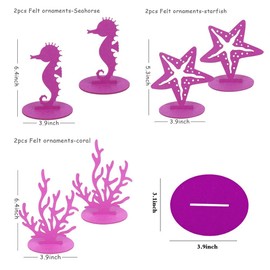 6Pcs/Pack Purple Mermaid Party Decoration DIY Felt Table Centerpiece Under The Sea Party Decorations for Ocean Theme Girl Little Mermaid Birthday Baby Shower Party Supplies