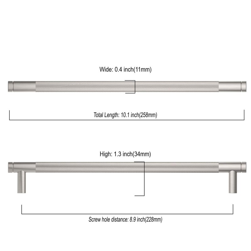 Asidrama 10 Pack 9 Inch(228mm) Brushed Satin Nickel Cabinet Pulls