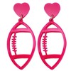 Fluorescent Hollow-out Rugby Football Sports Dangle Earrings (Rose Red)