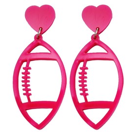 Fluorescent Hollow-out Rugby Football Sports Dangle Earrings (Rose Red)