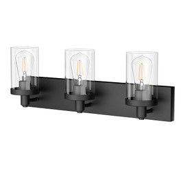 Aipsun Black Vanity Light for Bathroom 3 Light Farmhouse Bathroom Lights Fixtures Over Mirror with Clear Glass Shade(Exclude Bulb)