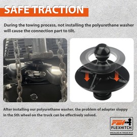 Forge Kingpin to Gooseneck Ball Adapter with 1.5" Raised Reinforced Rib, for Tractor or Trailer Fifth Wheel, 30000Lbs GTW, 2-5/16'' Ball,Gooseneck Ball Hitch Adapter Replace#2085295,Four Washer