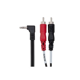 Hosa CMR-206R Right Angle 3.5 mm TRS to Dual RCA Stereo Breakout Cable, 6 Feet , Black