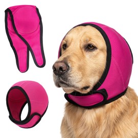 Chedin Dog Ear Muffs Noise Protection No Shake Ear Wrap for Dogs Calming Hoodie Waterproof Pet Ear Cover for Bath Grooming Swimming Anxiety Relief L