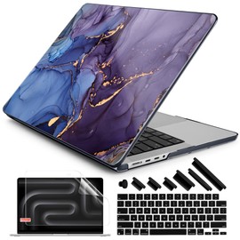 DONGKE Case for MacBook Pro 14 Inch (2026-2021 Release, M5 M4 M3 M2 M1 Pro/Max Chip), Plastic Slim Hard Shell Protective Cover with Keyboard Cover & Screen Protector, Abstract Marble