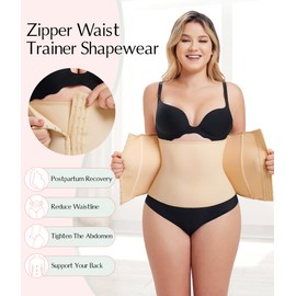 MERYOSZ Waist Trainer for Women Tummy Control Shapewear Mesh Body Shaper Waist Cincher Corset Sport Girdle (Beige,S)