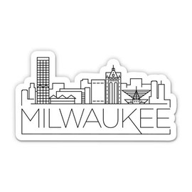 Squiddy Milwaukee Wisconsin City Skyline - Vinyl Sticker Decal for Phone, Laptop, Water Bottle (3" Wide)