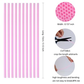 YAOSHENG 250-500 disposable black eco-friendly straws, suitable for party supplies, brides, birthdays, mixed drinks, weddings, restaurants, and catering services (500, pink（0.15in*5.11in）)