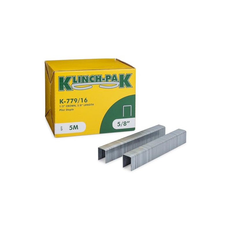 Klinch-Pak K-779/16, 5/8” Leg x 1/2" Wide Plier Staples, 5000