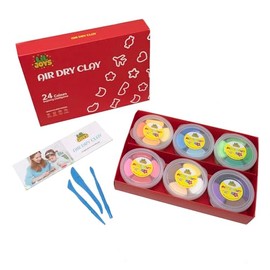 LIL JOYS Air Dry Clay for Kids - 24 Colours in Resealable Tubs, Non-Toxic Soft Clay Set with Modelling Tools and Imagination Handbook - Gift for Boys & Girls Aged 3+ DIY Craft Kits for Kids