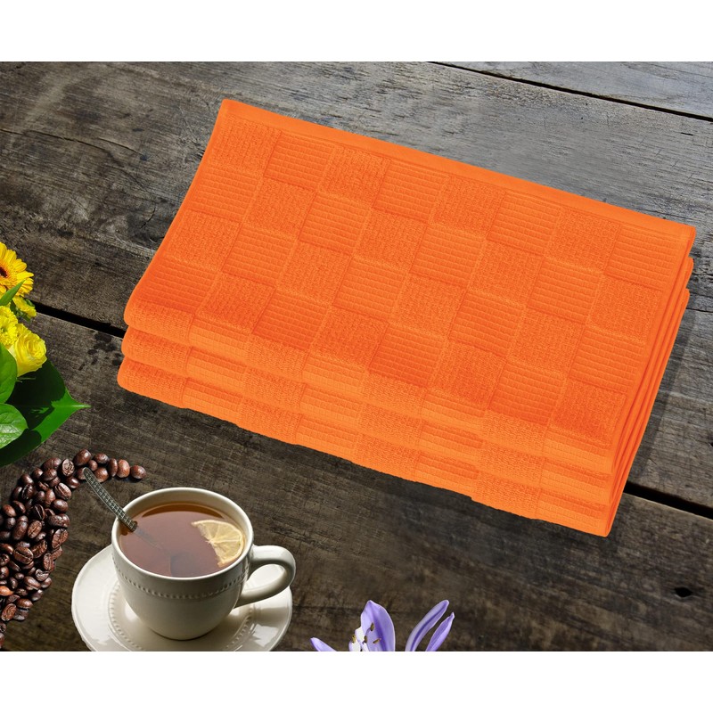 Lashuma Lisbon Kitchen Towels, Orange, Set of 3, 50 x