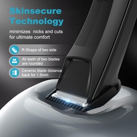 CHLANT Body Hair Trimmer for Men Pubic Hair Trimmer, Waterproof Cordless Ball Groin Trimmer Men with Ceramic Blade, Rechargeable Body Shaver Groomer with Standing Recharge Dock