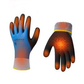 MANUSAGE Winter glove, Hi-vis Blue Polyester Shell Outside, with Latex Smooth Coating,Sandy Latex Coating on Palm and Thumb,3 Pairs, Medium