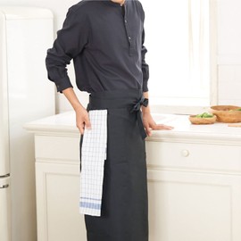 Sensuki 12700K L Towel Apron with Loop, Black, Chef, Lower Waist, Apron, Sarong, Extra Long, Towel Hanger, For Eating, Kitchen, Food, Commercial Use, Length 37.0 inches (94 cm)