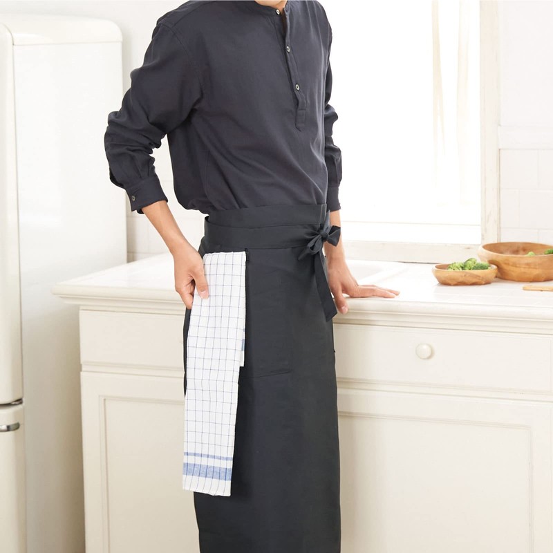 Sensuki 12700K L Towel Apron with Loop, Black, Chef, Lower