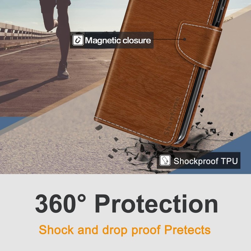Shantime Leather Wallet Case Compatible with AGM Glory Qualcomm 5G,