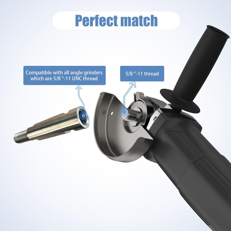 Neeki 4-1/2" Stainless Angle Grinder Arbor Extension Shaft, 5/8"-11 Thread