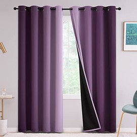 Yakamok - Cortinas opacas 100% moradas para recámara, cortinas de oscurecimiento de habitación degradadas para sala de estar, cortinas de ventana con ojales de 84 pulgadas de largo, cortinas y