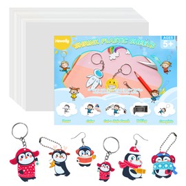 Hewolly 134 PCS Heat Shrink Plastic Sheet Kit, Include 24 Shrink Art Paper, 10 Ball Chains and 100 Open Jump Rings for Creative Craft with Kids