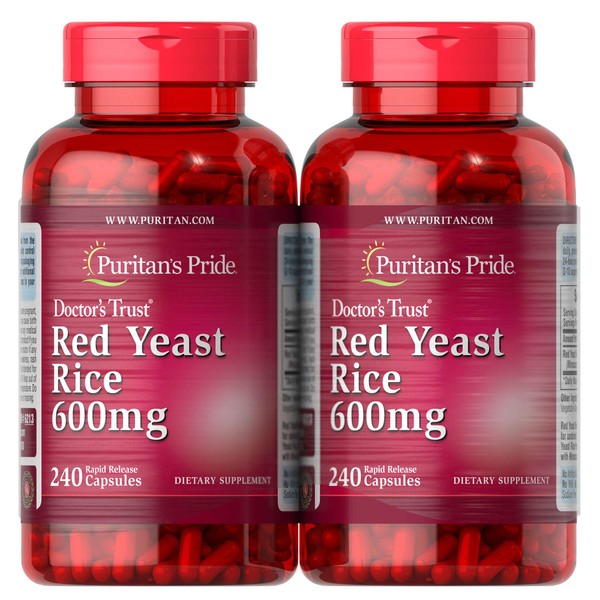 Puritan's Pride Red Yeast Rice Capsule 600 mg, 240 Count, Pack of 2