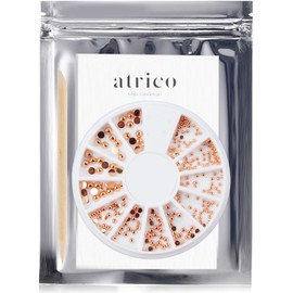 atrico Hemispherical Dome Nail Shape Stud Set of 3 Sizes (with Stick) Round Flat Back Nail Parts (Pink Gold, 1.5mm, 2mm, 3mm)