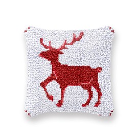 Miaija Christmas Latch Hook Kits Printed Color Deer DIY Rug Crochet Yarn Kits with Printed Christmas Day Patterns for Friends Family Home Decor
