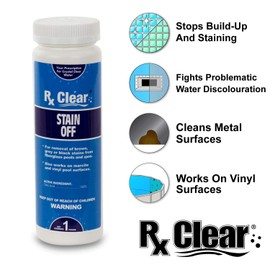 Rx Clear Stain Off | Swimming Pool Surface Stain Remover | Improves Quality Appearances and Keeps Pool Looking Good | Works on Vinyl Liners, Fiberglass and Metal Surfaces | 1-Pound Bottles | Single Pack