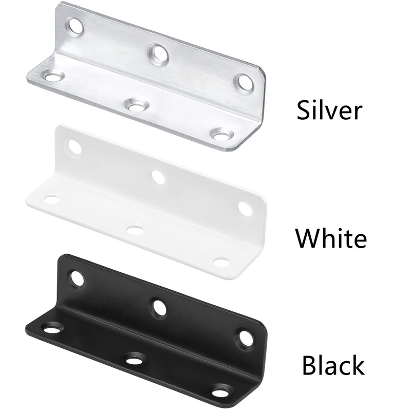 6 PCS Stainless Steel Corner Braces,L-Shaped Extended Fastening Brackets (Silver)