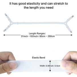 2 Piezas Sujetadores para Sábanas, Ajustables Elásticos Correas Cama Clips para Sábana Bajera Fundas de Colchón Sofá (Tipo Largo-Negro)