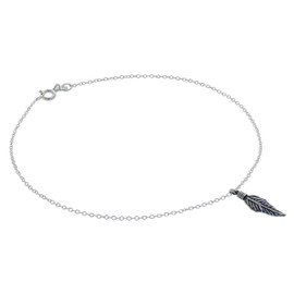 jewellerybox Sterling Silver Feather Charm Belcher Anklet - 10 Inches