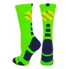MadSportsStuff Softball Logo Crew Socks (Neon Green/Navy, Medium)