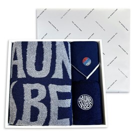 Sauna Vibes Sauna Hat, Sauna Towel, Bath Towel, 3-Piece Gift Set, Includes Gift Box, Navy, Imabari Towel, Men's, Women's
