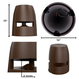 OSD Forza 8" Omni Speaker 360° Sound Dispersion 200W Reinforced Weather Resistant Durable Cabinet Bronze, Single