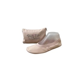 Fold Up Ballet Flats-Foldable Shoes-Portable Travel Shoes with Purse & Tote Carry Bag - Colour Nude (Large Size 9-10)