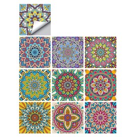 25 PCS Moroccan Style Tile Sticker, 4x4 Inch(10x10cm) Traditional DIY Murals, Tile Waterproof Oil Proof Removable Decals for Bathroom & Kitchen Backsplash (MZ-2-195)