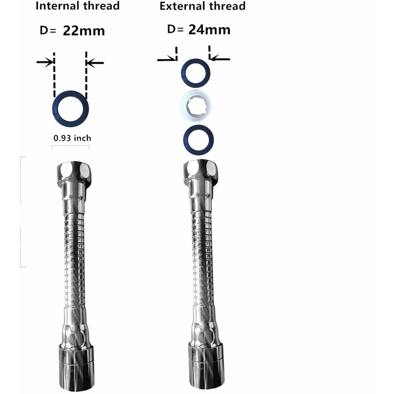 Flexible Tap Extension 14 cm, Tap Attachment with 2 Modes,