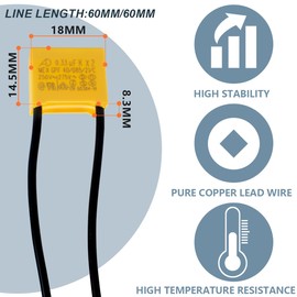 Innfeeltech 8 Pcs Safety Capacitors 0.33uF 275V X2 Suppression of differential mode interference capacitors 18 * 14.5 * 8.5mm, Pitch P 60/60mm