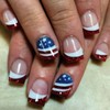 4th of July Square Press on Nails Glitter Frencch Tip