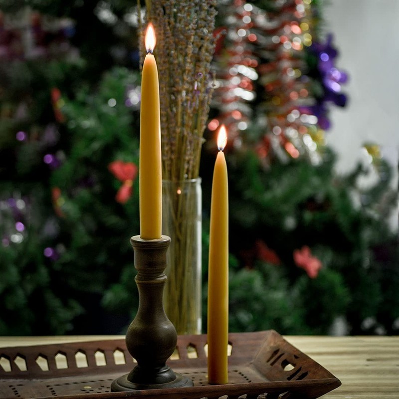 Natural Beeswax Taper Candles, DEYBBY Smokeless and Dripless Beeswax Candles,